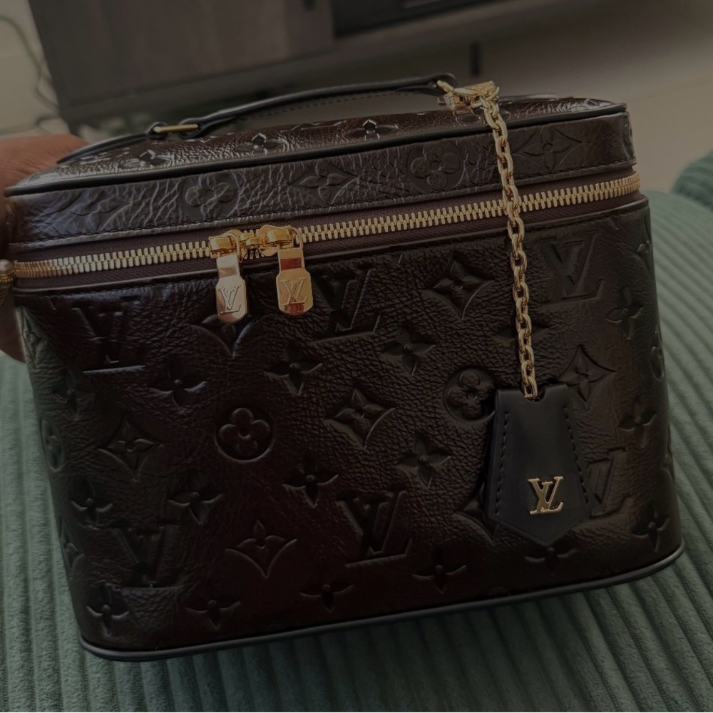 Louis Vuitton Dark Brown Embossed Vanity Case with Gold Hardware - Picture 2 of 2